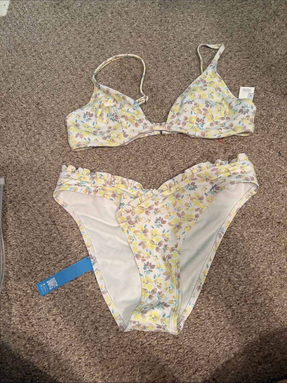 Floral Two-Piece Bikini Set - Yellow Floral